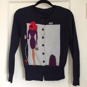 Women walking the dog cardigan